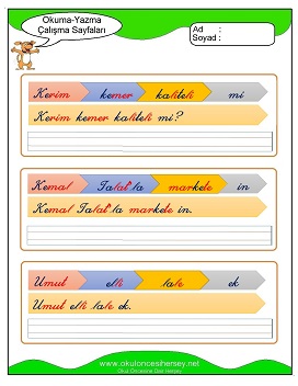 k sesi Grubu Çalışma Sayfaları